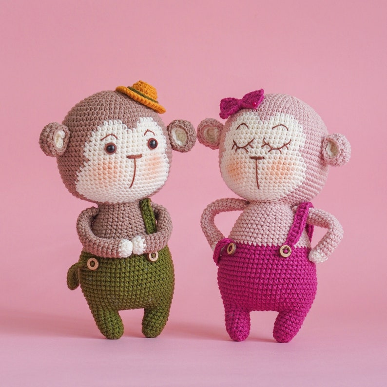 Valentine The Monkey Couple Crochet Pattern by Aquariwool Crochet Crochet Doll Pattern/Amigurumi Pattern for Baby gift image 4