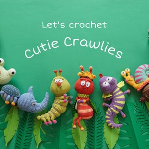 Cutie Crawlies: Paquete 11 Patrón de ganchillo de personajes por Aquariwool Crochet Patrón de muñeca de ganchillo/Patrón Amigurumi para regalo de bebé imagen 1