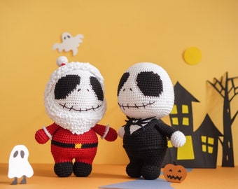 Bundle 2 in 1: Skeleton Man & Santa Crochet Pattern by Aquariwool Crochet (Crochet Doll Pattern/Amigurumi Pattern for Baby gift)