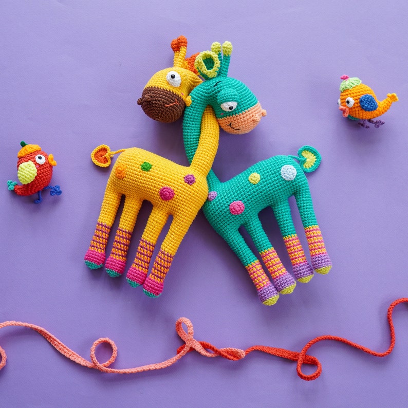 Tiki & Chirpy-The Giraffe and Little Bird Crochet Pattern by Aquariwool Crochet Crochet Doll Pattern/Amigurumi Pattern for Baby gift image 3