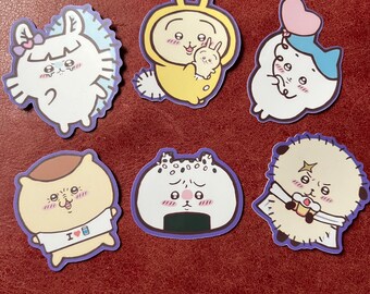 Chii kawa cute kawaii anime character cat and rabbit mole sushi and animal stickers