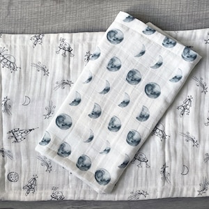 Muslin Outer Space Baby- Standard Cloth Diaper Burp Cloth