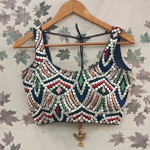 Multi color saree blouse readymade wedding blouse  with Floral -Saree Blouse -Sari Blouse - Saree Top - Sari Top - For Women