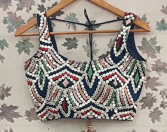Multi color saree blouse readymade wedding blouse  with Floral -Saree Blouse -Sari Blouse - Saree Top - Sari Top - For Women