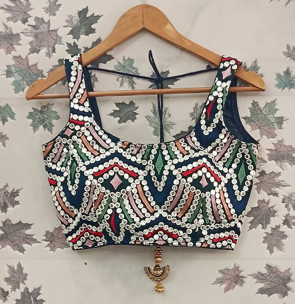 Multi color saree blouse readymade wedding blouse  with Floral -Saree Blouse -Sari Blouse - Saree Top - Sari Top - For Women