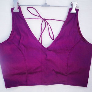readymade blouse V Neck banarasi dupin  - purple Color - Sari Blouse - Comfortable Blouse