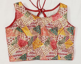 sweetheart neck Colorful sequin saree blouse (White base ) - ready made Saree/sari Blouse  - Saree Top - Women's Tops & tees - For Women