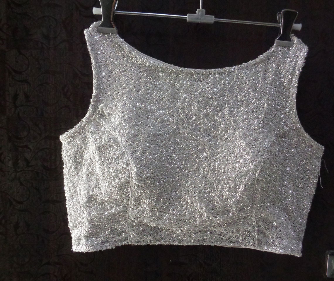 Silver Boat Neck Blouse Silver Sequin ...