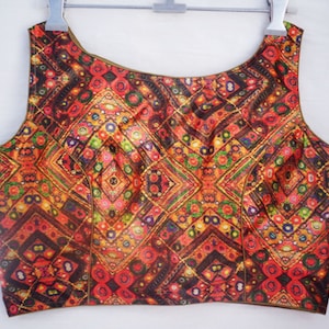 Digital print saree blouse Beautiful saree blouse with printed design  -Saree Blouse - ready made Blouse - Saree Top - Sari Top - For Women
