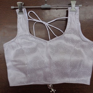 Readymade white brouket flower Blouse  - Saree Blouse -Sari Blouse - Saree Top - Sari Top - For Women