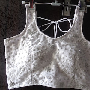saree blouse readymade Embroidery Blouse in  White Color - Saree Blouse -Sari Blouse - Saree Top - Sari Top - For Women