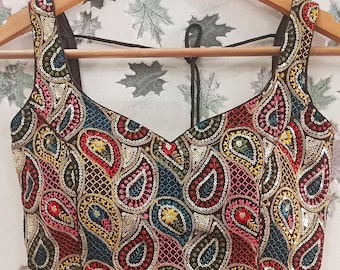 multi colour sweetheart neck designer heavy embroidery & sequins blouse ,saree top ,lehenga top , skirt top ,women's tops n tees, ready made