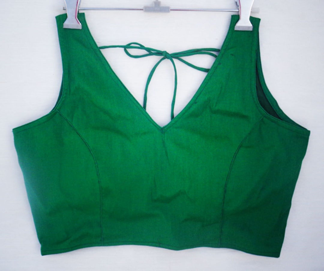 Green Readymade Blouse V Neck Banarasi Dupin Green Color Sari Blouse Comfortable Blouse Etsy