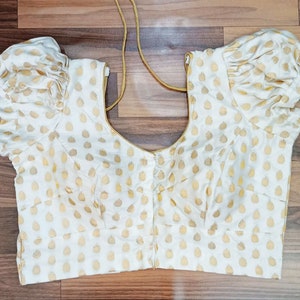 Indian traditional saree blouse puff sleeves beautiful Saree Blouse - - -readymade saree blouse party wear blouse -Saree Blouse-saree