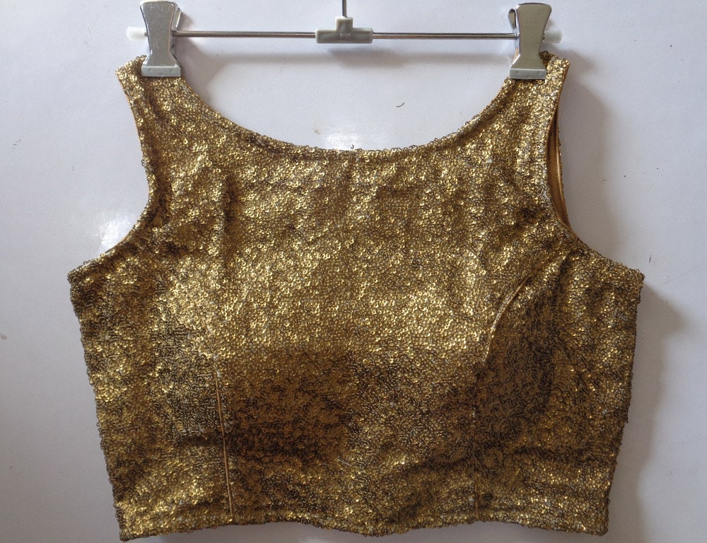 Copper Sequins Saree Blouse . Ready Made Sequins Blouse Saree
