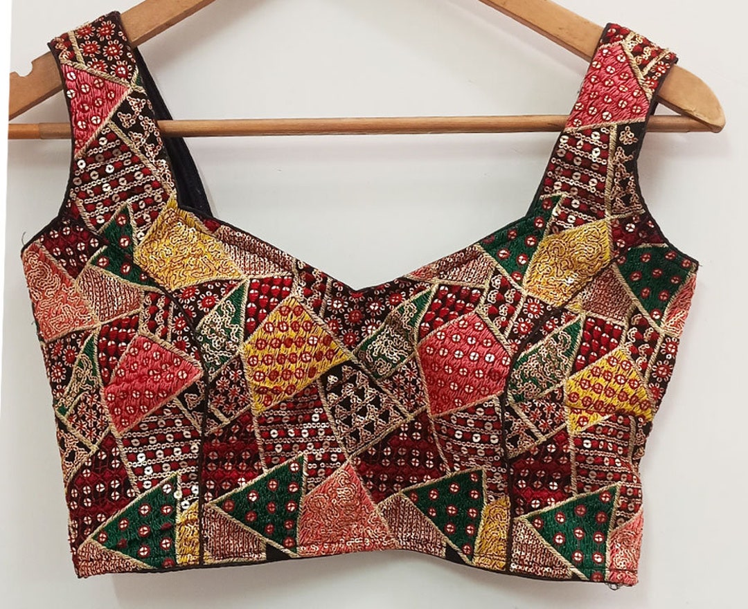 Buy Multi Color Pretty Heavy Embroidered Work and Sequins Work Saree Blouse  Ready Made Fashionable Designer Blouse Crop Top Black) Online 