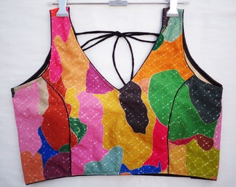 Multi color Beautiful saree blouse ready made blouse  -Saree Blouse -Sari Blouse - Saree Top