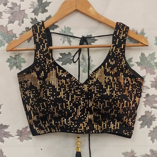 cropped floral sequin top