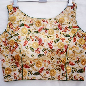 Colorful Embroidery Readymade Blouse with Floral -Saree Blouse -Sari Blouse - Saree Top - Sari Top - For Women