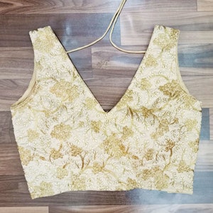 light Golden Readymade Zari work embroidery  Blouse - ready made blouses - Saree Blouse -Sari Blouse - Saree Top - Sari Top - For Women