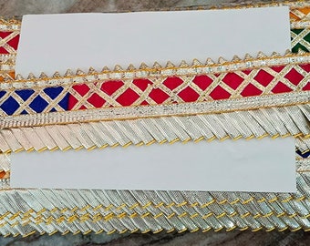 9 Yards Multi colour Indian gota Trim latest style, trim for gift wrapping ,wedding outfits, trimming border,Lace by Yard, Trims for Dress .