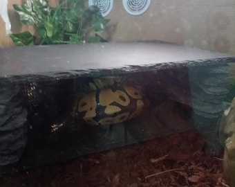 Reptile basking cave hide natural slate snake gecko bearded dragon Royal python