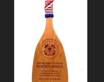 USCG Custom Engraved Paddle Oar Award