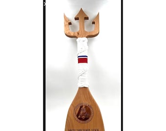 Military Navy Coast Guard Trident Paddle with Custom Personalized Laser Engraving made of solid Cherry Wood