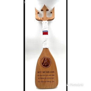 Military Navy Coast Guard Trident Paddle with Custom Personalized Laser Engraving made of solid Cherry Wood