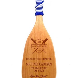 Grab an Oar Paddle Row the Boat Award Teamwork Sales Custom Personalized Laser Engraved Cherry Wood