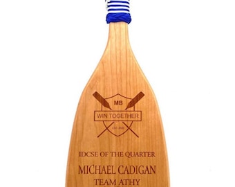 Grab an Oar Paddle Row the Boat Award Teamwork Sales Custom Personalized Laser Engraved Cherry Wood