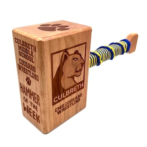 Wrestling Thor Hammer Award Custom Personalized Laser Engraved Cherry Wood