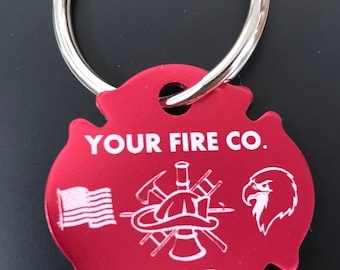 Firefighter Maltese Cross Personalized Key Tag- Laser Engraved Anodized Aluminum