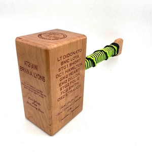 Military Thor Hammer Award Custom Personalized Laser Engraved Cherry Wood Navy Coast Guard Army Marines Air Force
