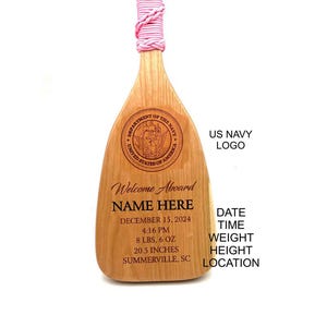 Baby Birth Announcement Paddle for US NAVY Custom Engraved