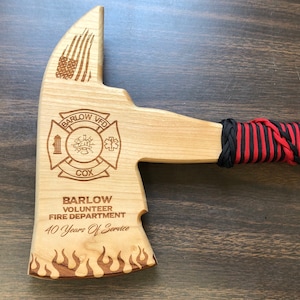 Firefighter Axe Award Gift Custom Laser Engraved-Cherry Wood