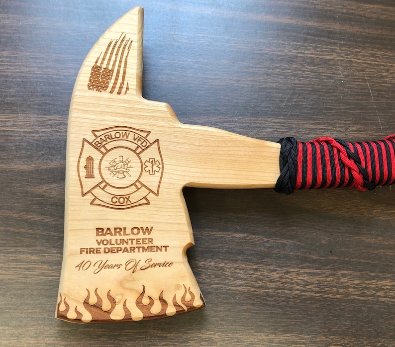 Firefighter Axe Award Gift Custom Laser Engravedcherry Wood Etsy