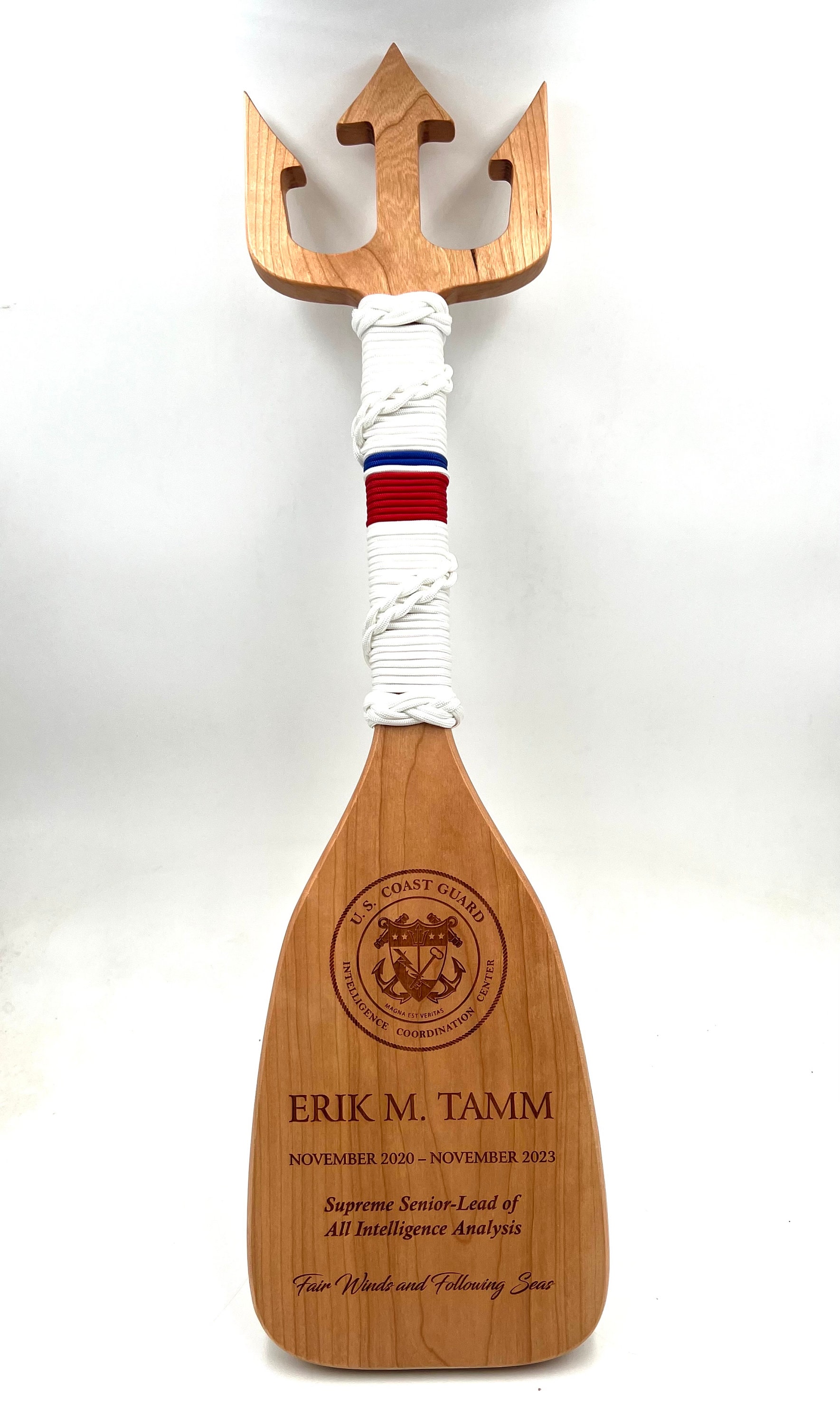 Custom Laser Engraved Cherry Wood Trident Paddle, Military Gift - Etsy