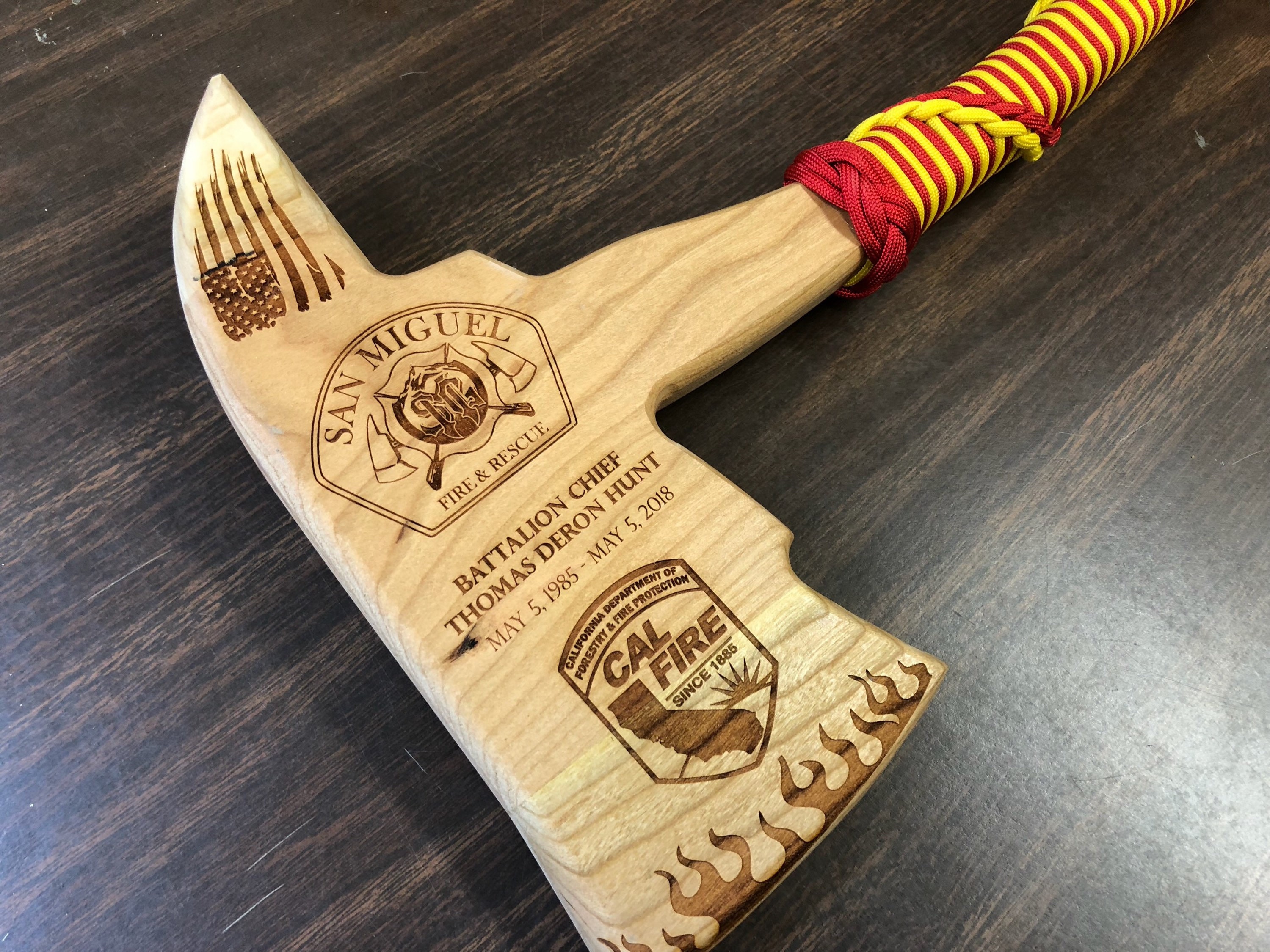 Firefighter Axe Cherry Wood Custom Laser Engraved Etsy