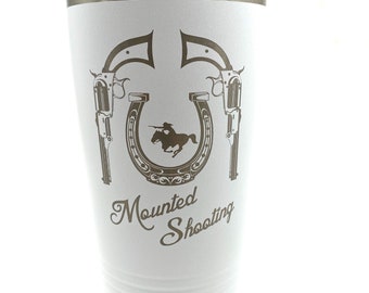 Mounted Shooting Engraved Stainless Steel Tumbler