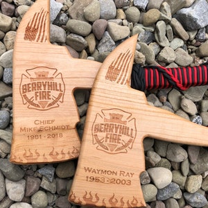 Firefighter Axe Cherry Wood -Custom Laser Engraved