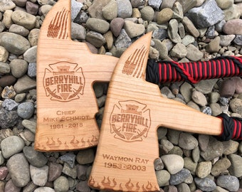 Firefighter Axe Cherry Wood -Custom Laser Engraved