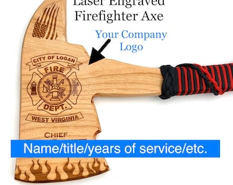 Firefighter Axe Award, Cherry Wood- Customized
