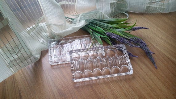 Small Trays Set in Antique Glass, Antique Wedding Favor, Crystal