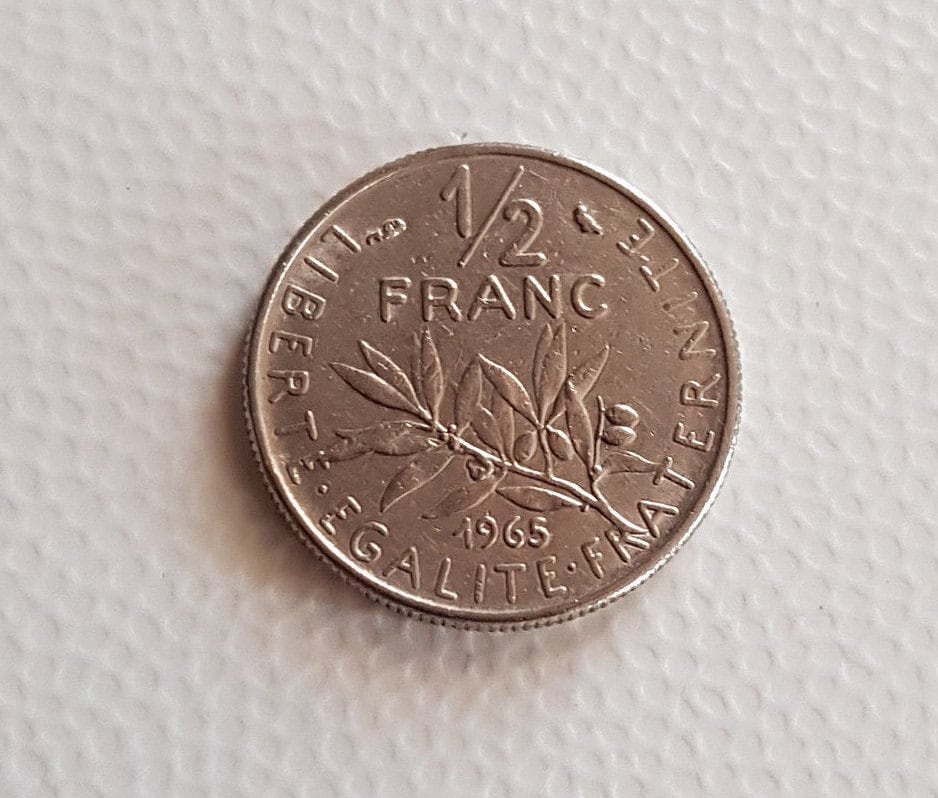 Ancient French Coin Half Franc Year 1965 Old European Coins Etsy