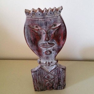 Hand carved wooden statue, Hand carved, Unique piece, rustic furnishing accessory.