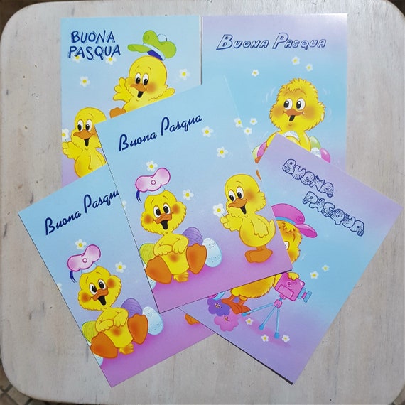 Lotto 10 Cartoline Buona Pasqua Con Pulcini Disegnati E Uovo Di Pasqua