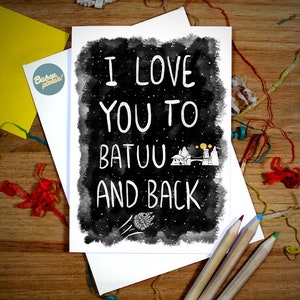 Carte Star Wars - Je t'aime à Batuu et retour ! Inspiré de Star Wars, carte d'amour, petit ami, petite amie, mari, anniversaire de la Saint-Valentin