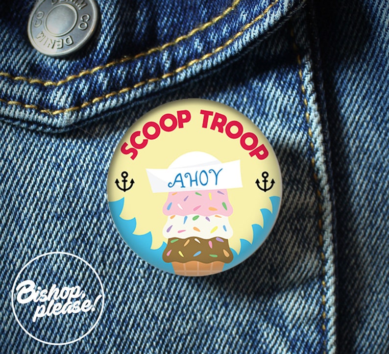 Stranger Things Pin 'SCOOP TROOP' Scoops Ahoy Badge Etsy UK