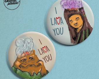 I Lava You, Volcano Lava Pixar Short Inspired - Anniversary, Birthday, Valentines Gift 38mm Badge, Metal Pin Back